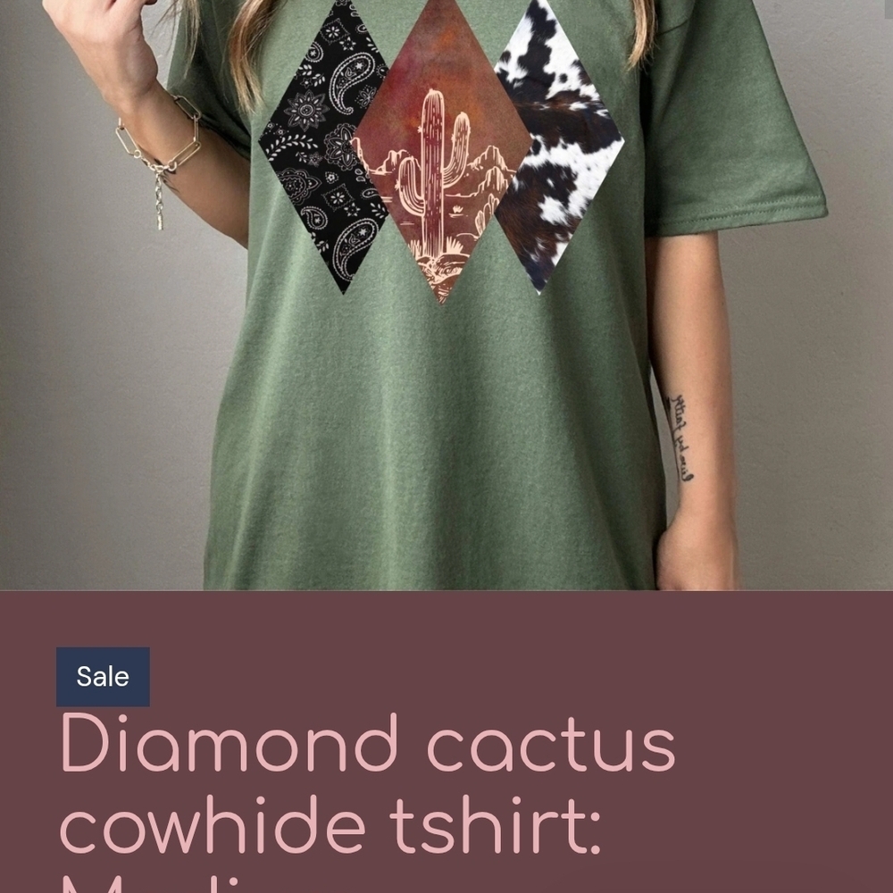 Green Graphic T-Shirt with Cactus Design